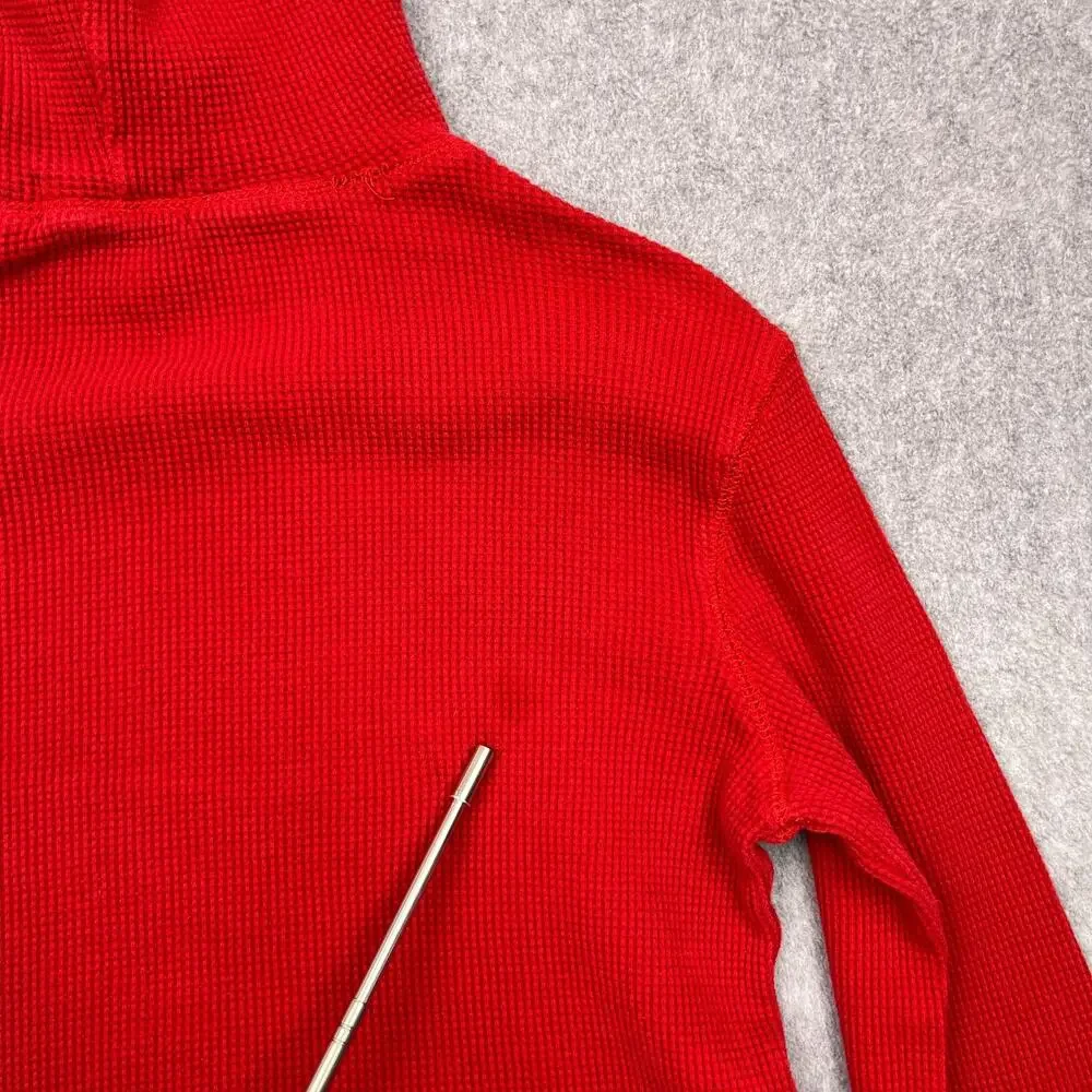 polo ralph lauren hoodie red waffle thermal mens medium